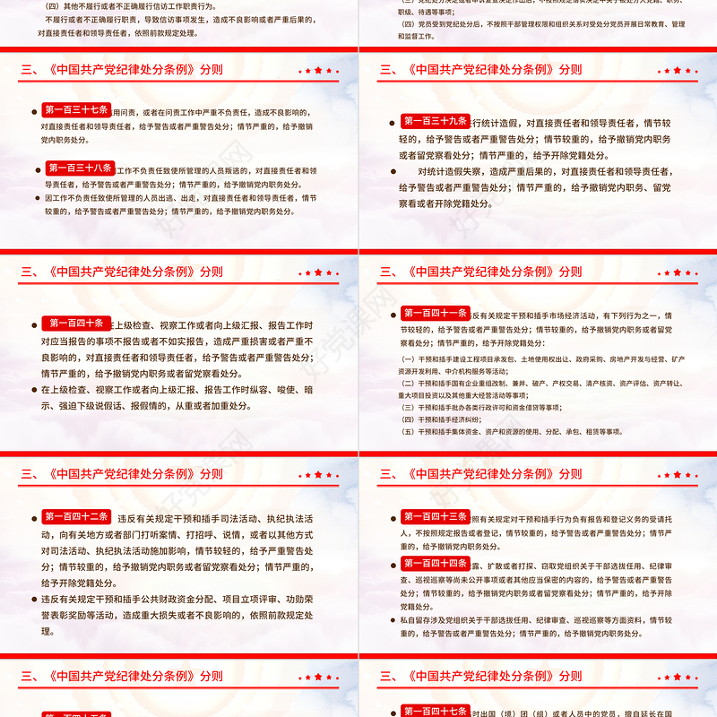 大气精美中国共产党纪律处分条例PPT全面加强党的纪律建设党课下载