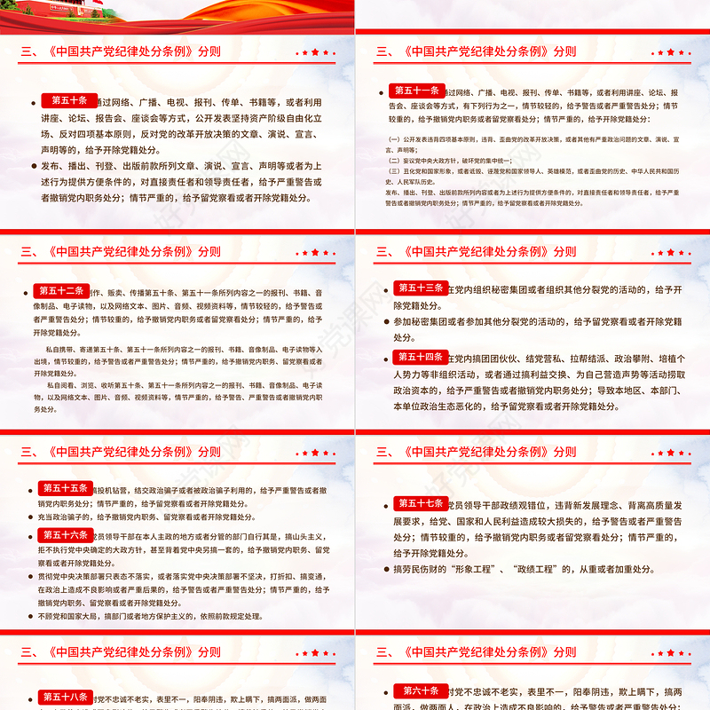大气精美中国共产党纪律处分条例PPT全面加强党的纪律建设党课下载