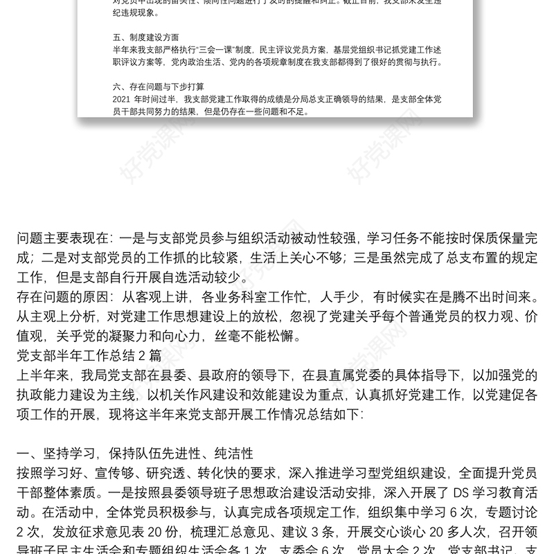党支部半年工作总结3篇