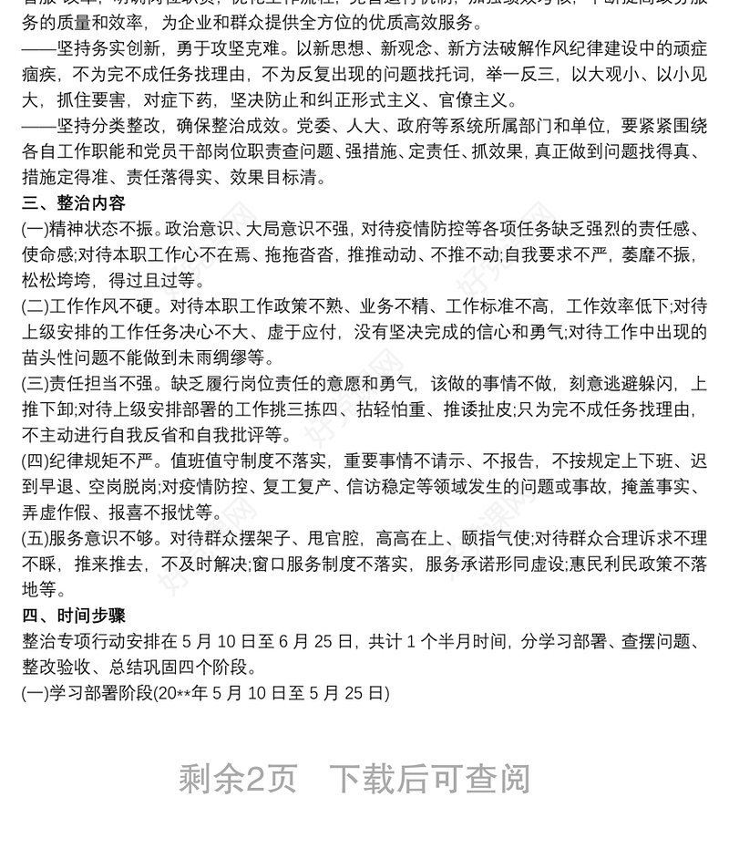 关于党员干部作风纪律突出问题专项整治行动总结报告