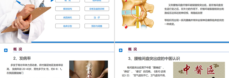 2022腰椎间盘突出症诊断与治疗PPT清新商务医疗风医学通用PPT模板