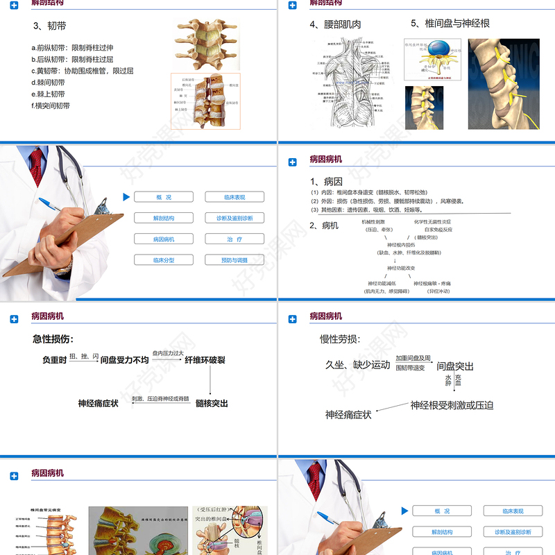 2022腰椎间盘突出症诊断与治疗PPT清新商务医疗风医学通用PPT模板