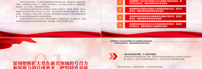 2022探索加强新业态新就业群体党组织建设PPT红色精美风党员干部学习教育专题党课党建课件