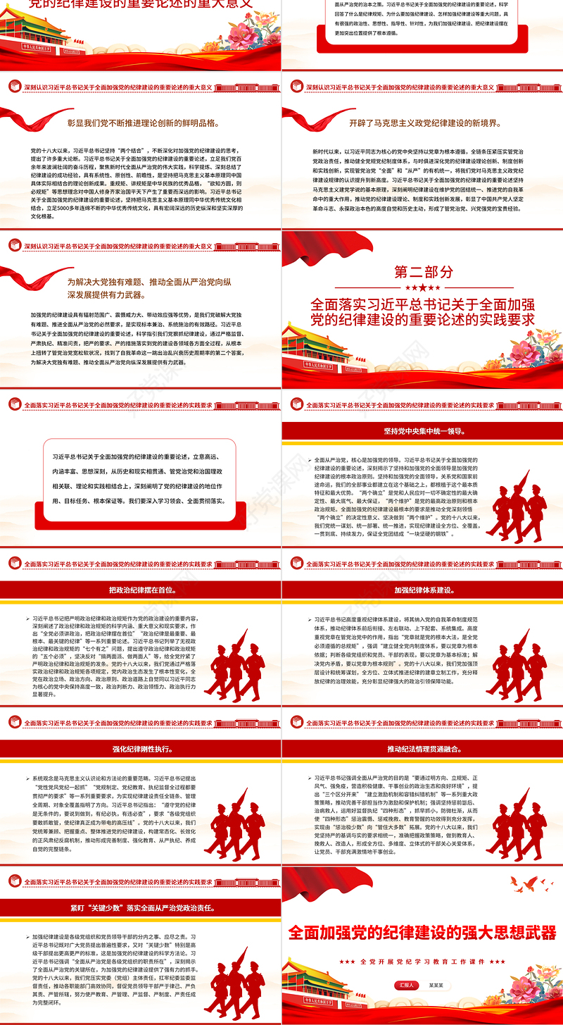 加强党的纪律建设的强大思想武器PPT简约风全党开展党纪学习教育工作课件模板