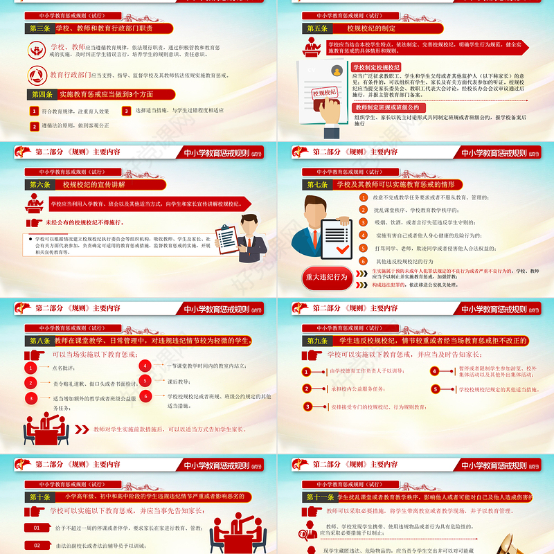 简约党建风学习全面教育部颁布解读中小学教育惩戒规则（试行）ppt