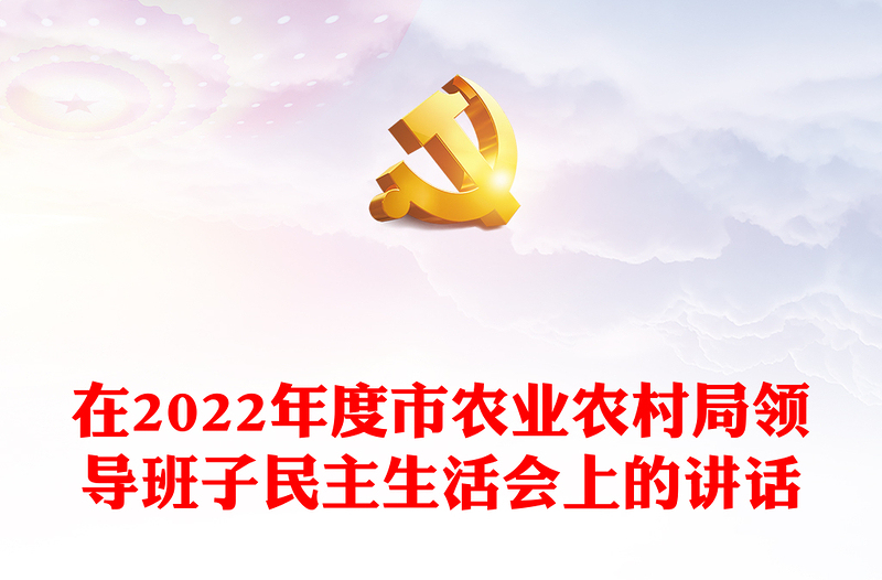 在2022年度市农业农村局领导班子民主生活会上的讲话