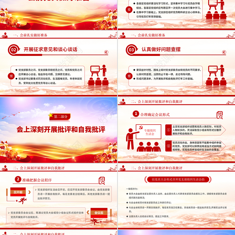 2023年如何召开专题组织生活会PPT精美大气基层党组织党支部组织生活会模板