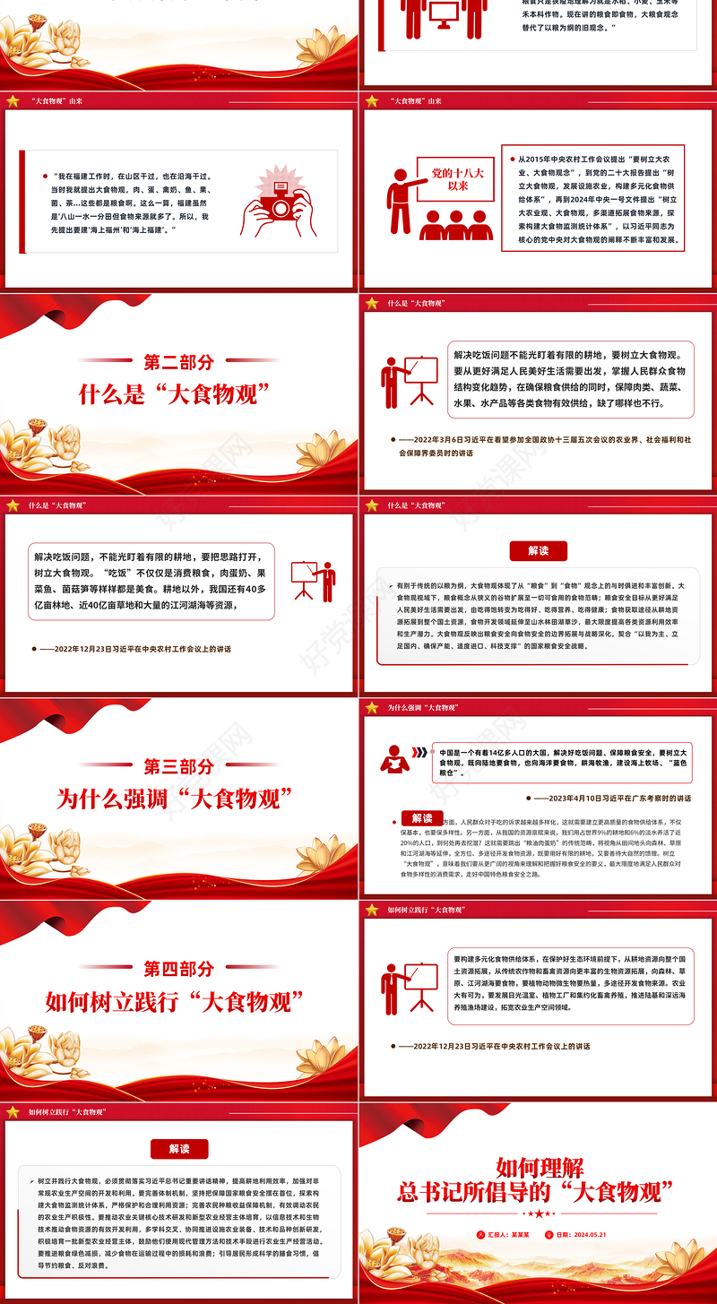 习近平总书记关于树立大食物观的重要论述PPT党课下载