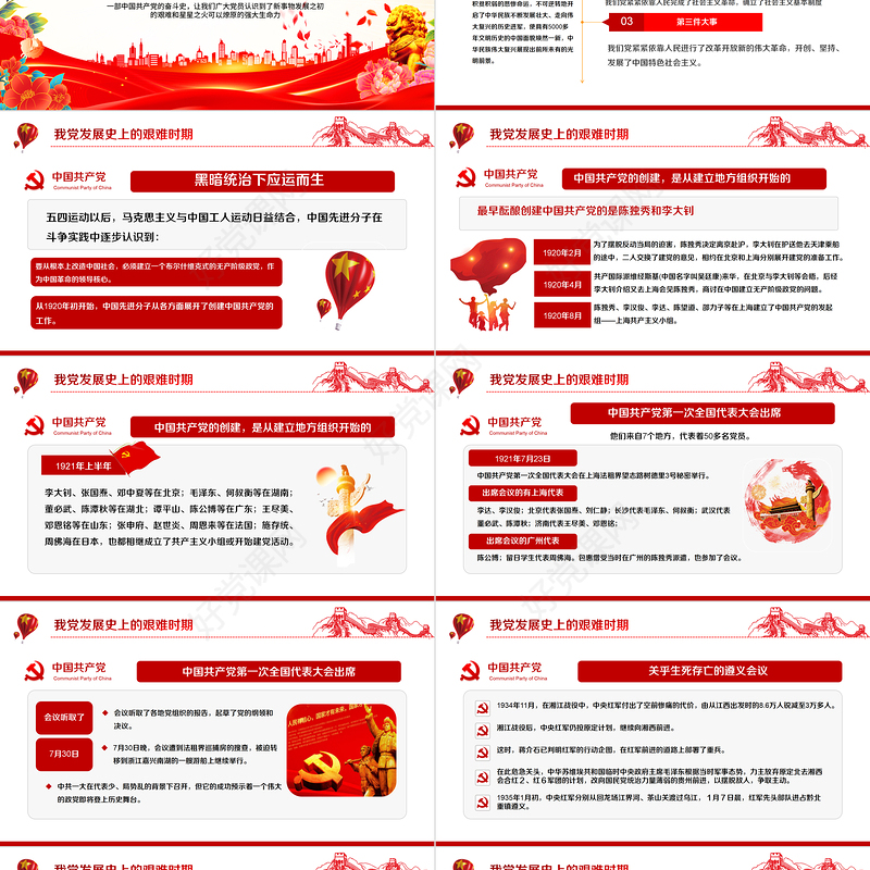 1921-2024党的光辉历程PPT党政风建党103周年党史学习教育七一党课下载
