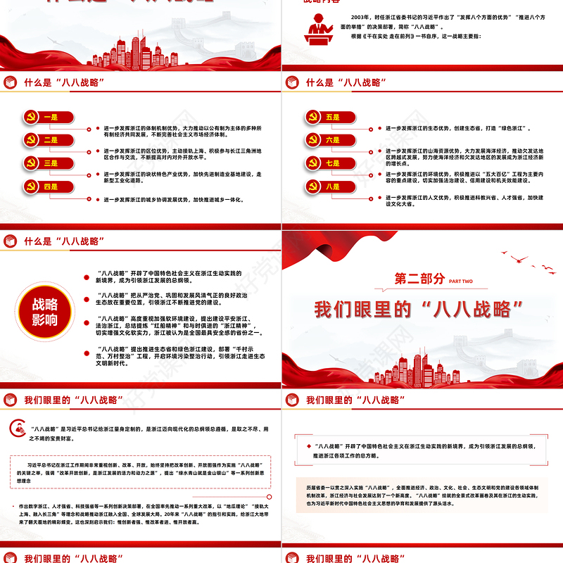 八八战略在身边PPT红色精美青年学生学深悟透笃行八八战略学习会课件