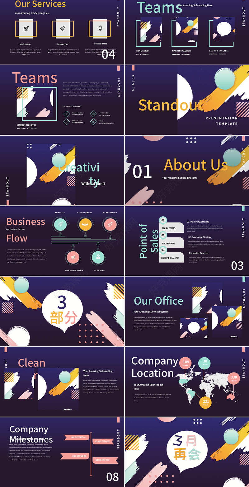 2020孟菲斯风格教学课件PPT模板