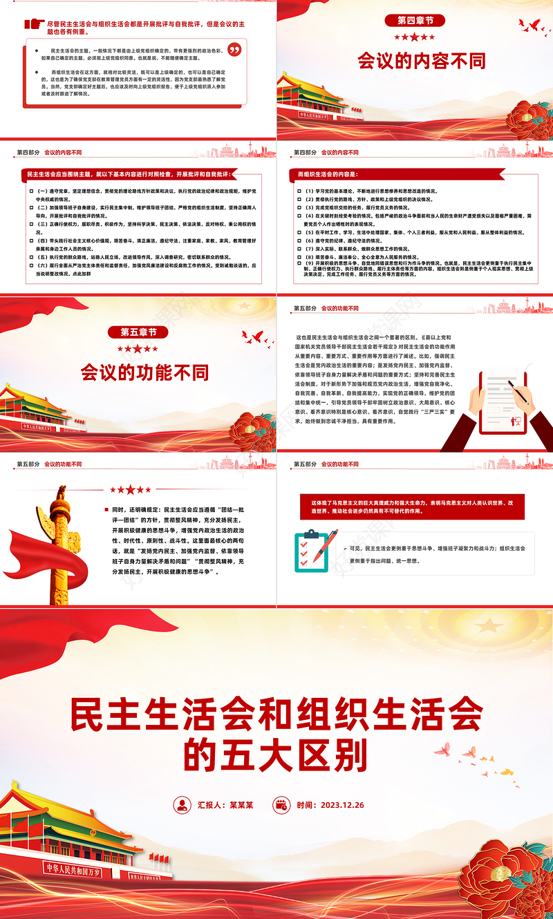 详解民主生活会和组织生活会PPT简洁风党务知识应知应会课件