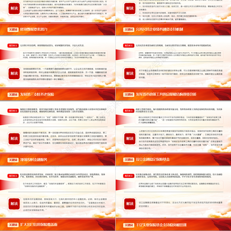 聚焦2022全国两会PPT红色精品政府工作报告中43个关键词解读专题党课课件模板