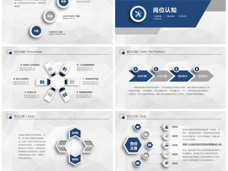 原创稳重大气微立体岗位竞聘PPT模板-版权可商用