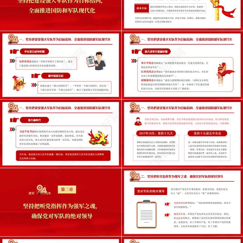 2021党领导建设强大人民军队的历史经验PPT热烈庆祝中国人民解放军建军94周年专题党课模板