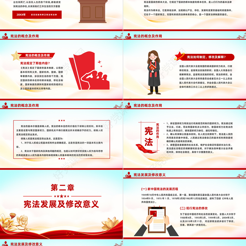 2023学习解读《中华人民共和国宪法》PPT大气创意坚定实施和捍卫宪法和法律模板下载