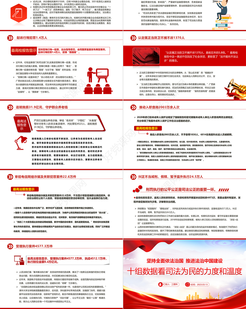 2023十组数据看司法为民的力度和温度PPT精美简洁坚持全面依法治国推进法治中国建设2023两会专题课件