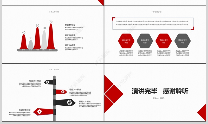 红色商务简约工作汇报ppt模板