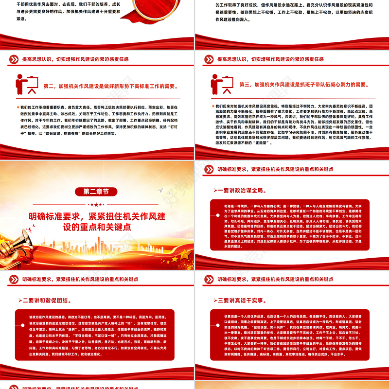 红色简洁2025加强作风建设PPT廉政教育专题党课