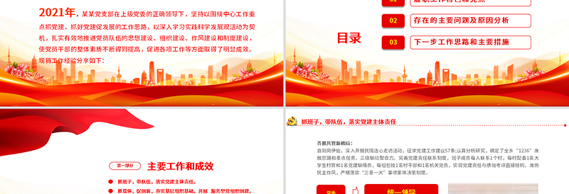 2021党支部党员大会PPT红色大气基层党组织党务工作总结问题分析及工作计划党课模板下载