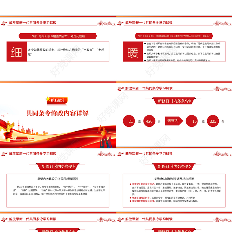 红色党政风解放军新一代共同条令学习解读PPT专题党课课件模板