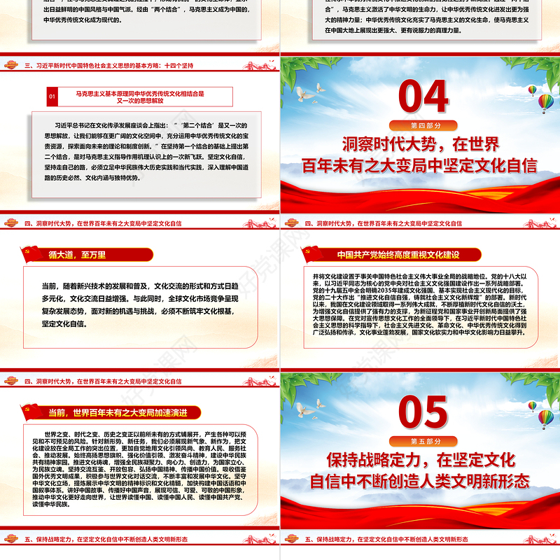 坚定文化自信 不断提升国家文化软实力和中华文化影响力ppt红色精美深入学习习近平文化思想党支部党组织党员学习培训党课课件