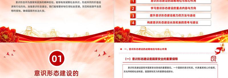 精美创意加强意识形态建设确保国家的长治久安PPT下载