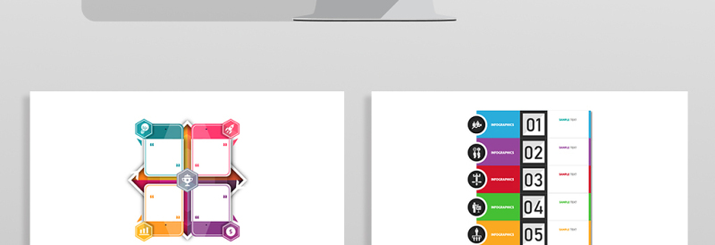 多彩流程时间轴PPT图表元素