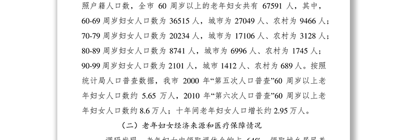 2021老年妇女养老状况调研报告