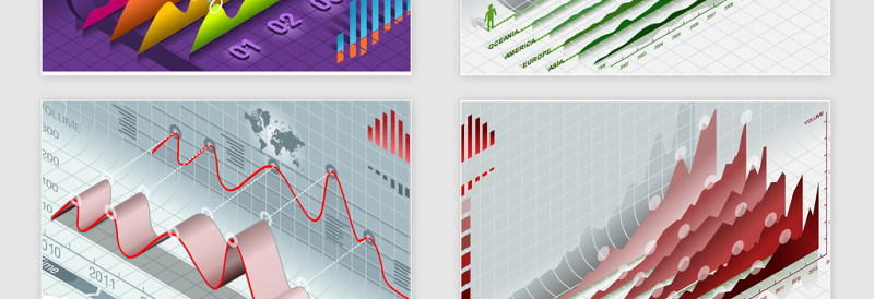 8款矢量立体数据统计ppt图表