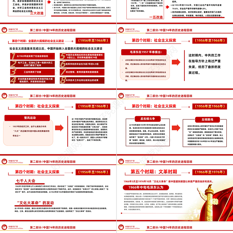 2023新中国74年伟大契机PPT红色党政风党支部庆祝中华人民共和国成立74周年国史学习专题党课课件模板下载