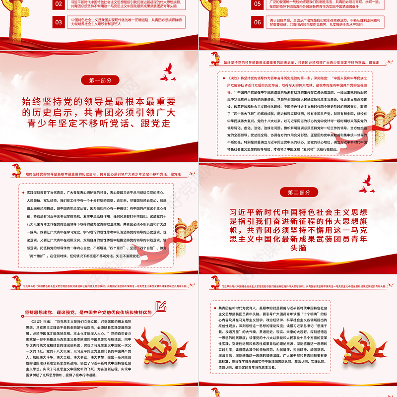 高举党的思想旗帜汲取百年经验启示PPT红色创意自觉担当起党的助手和后备军的光荣责任共青团团课课件