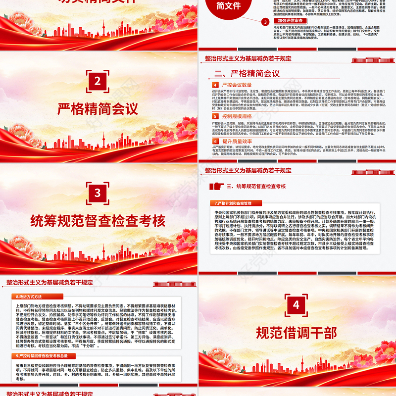 红色大气整治形式主义为基层减负若干规定PPT课件