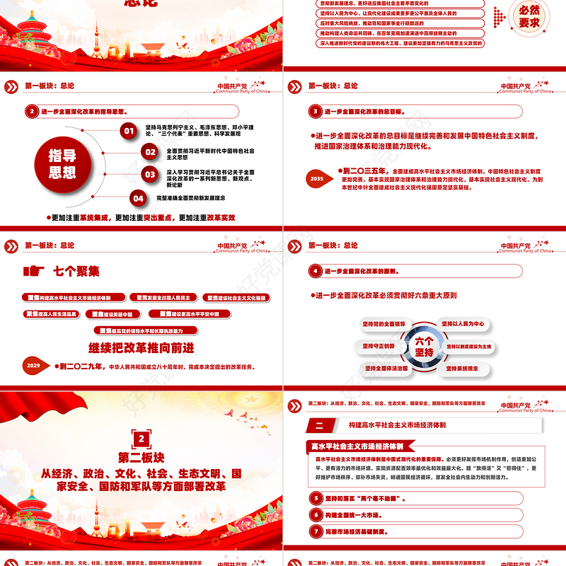 精美创意数读二十届三中全会公报精神宣讲PPT下载