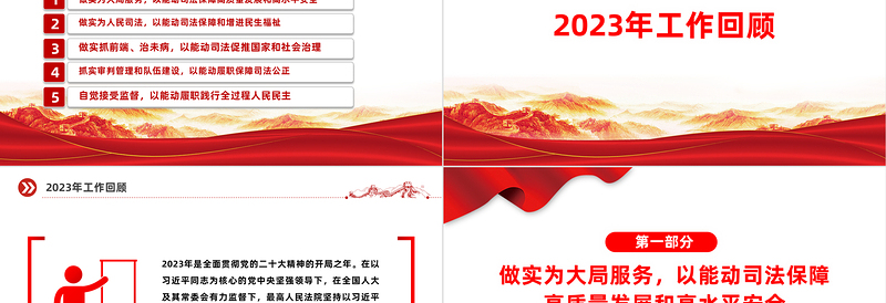 红色大气最高人民法院工作报告PPT2024年全国两会主题课件