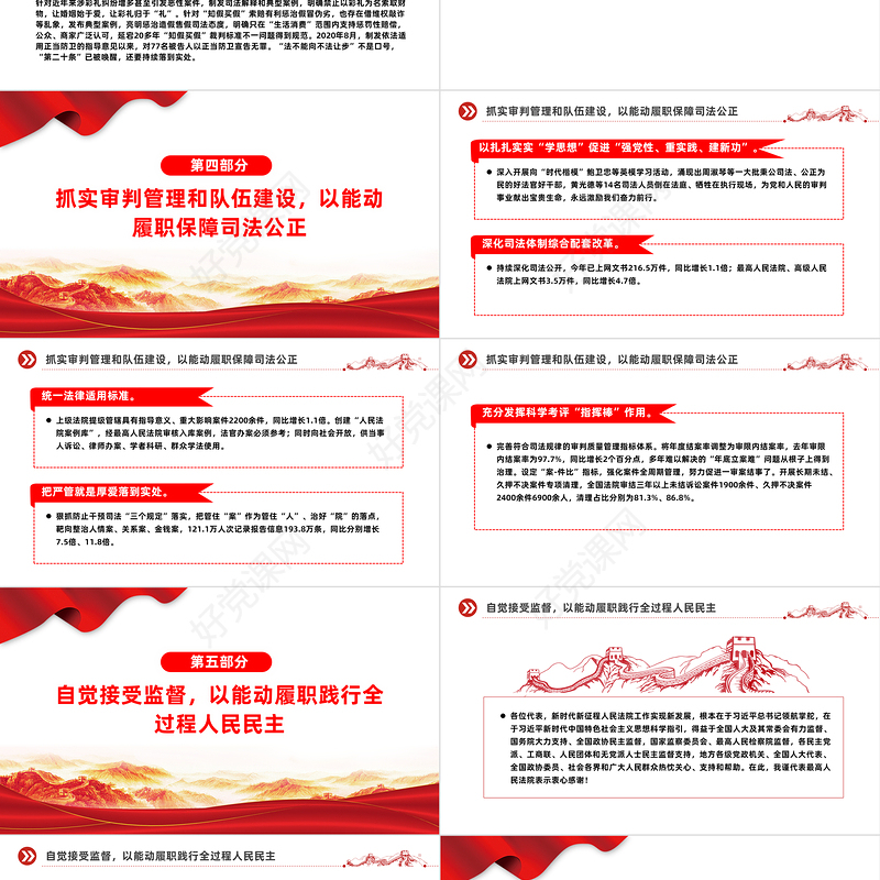 红色大气最高人民法院工作报告PPT2024年全国两会主题课件