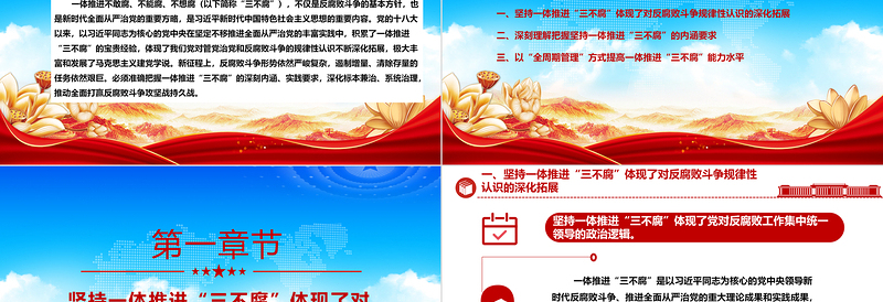 坚定不移的推进一体化三不腐ppt创意极简风习近平新时代从严治党党建思想微党课课件