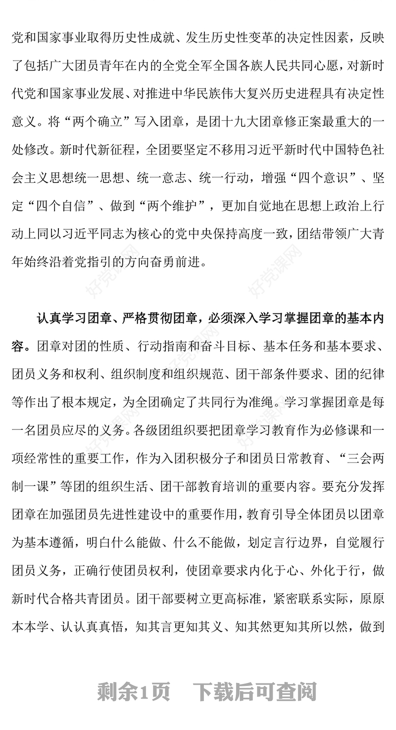 2023认真学习团章严格贯彻团章PPT精美简洁学习贯彻共青团团十九大精神团课课件(讲稿)