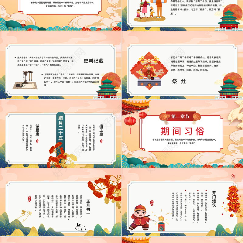 2023春节习俗PPT传统节日之春节习俗介绍课件模板下载