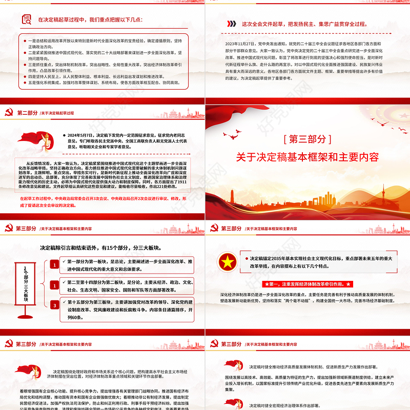 精美简洁关于《中共中央关于进一步全面深化改革、推进中国式现代化的决定》的说明PPT党课