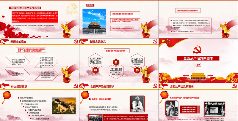 践行新思想拥抱新时代新理念新举措新要求全面从严治党十九大学习报告动态PPT模板