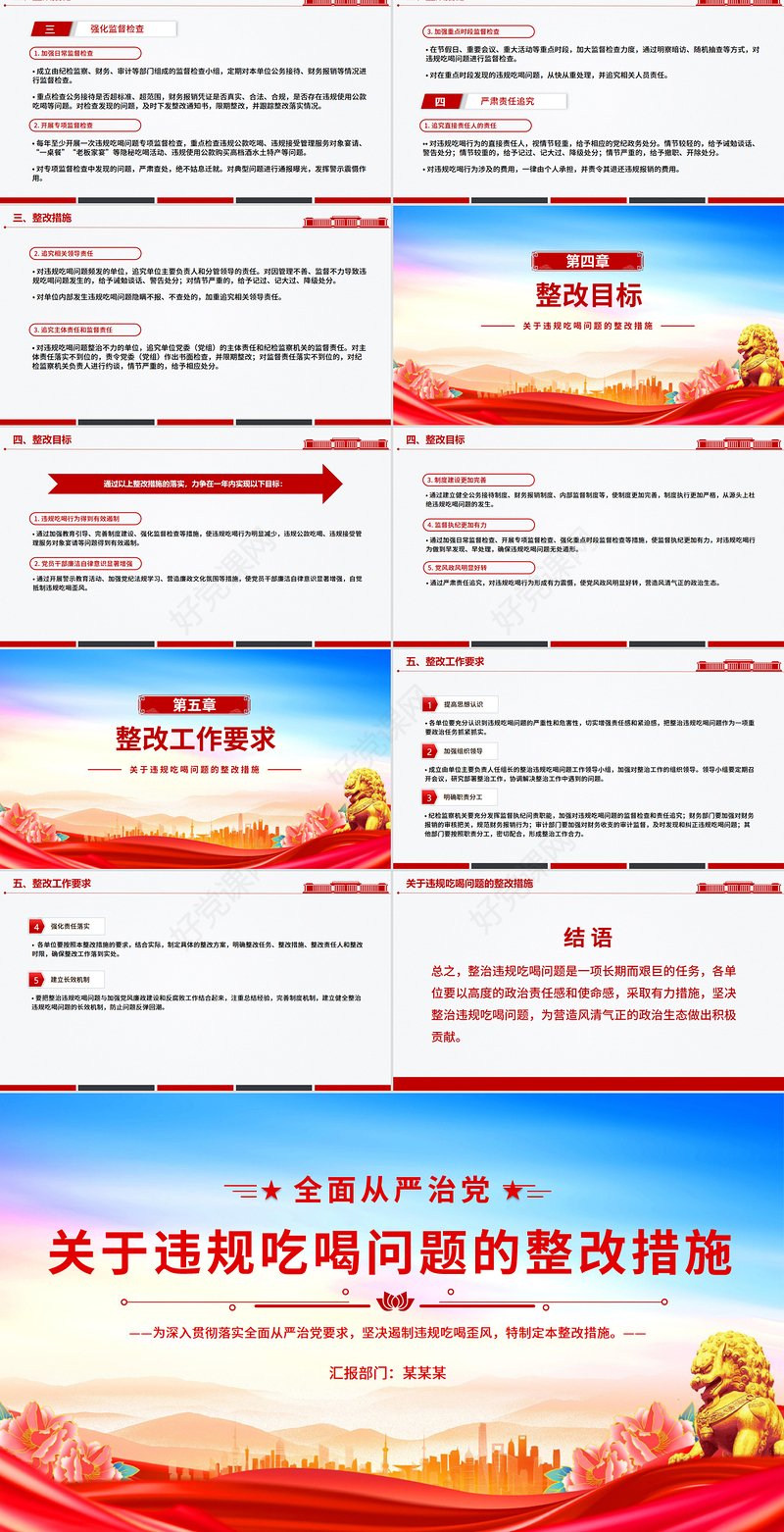 2025关于违规吃喝问题的整改措施PPT全面从严治党课件