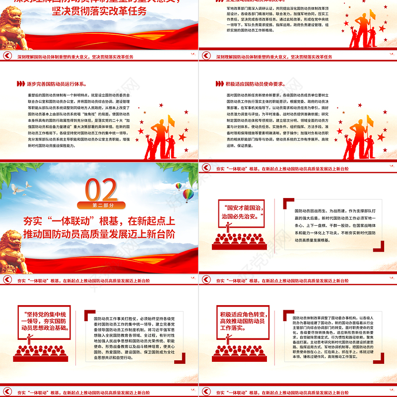 2023在国防动员实践中巩固提高一体化国家战略体系和能力PPT大气精美风党员干部学习教育专题党课课件模板