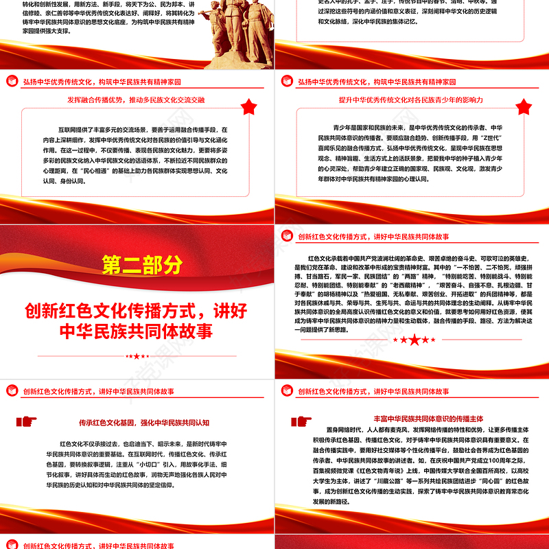 以融合传播铸牢中华民族共同体意识PPT精美党政风做好新时代宣传文化工作基层党员干部党课培训课件