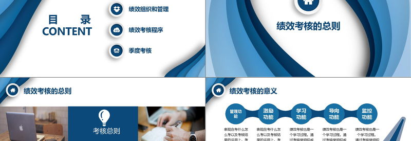 2019渐变蓝色条纹商务风绩效管理培训薪酬模版PPT