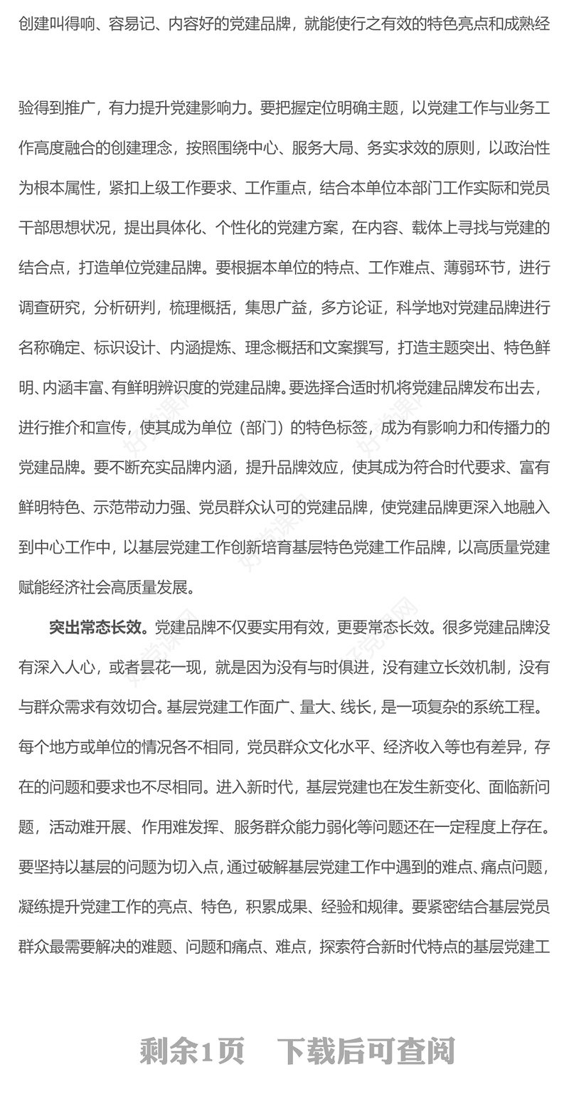 2022以党建品牌汇聚红色动能PPT坚持政治引领坚持问题导向用品牌化思路推进基层党建工作课件(讲稿)