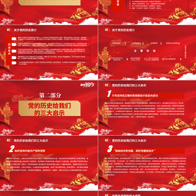 红色大气中国共产党的百年辉煌PPT