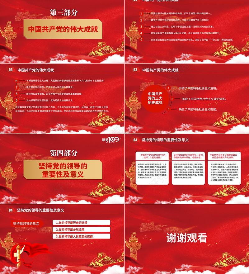 红色大气中国共产党的百年辉煌PPT