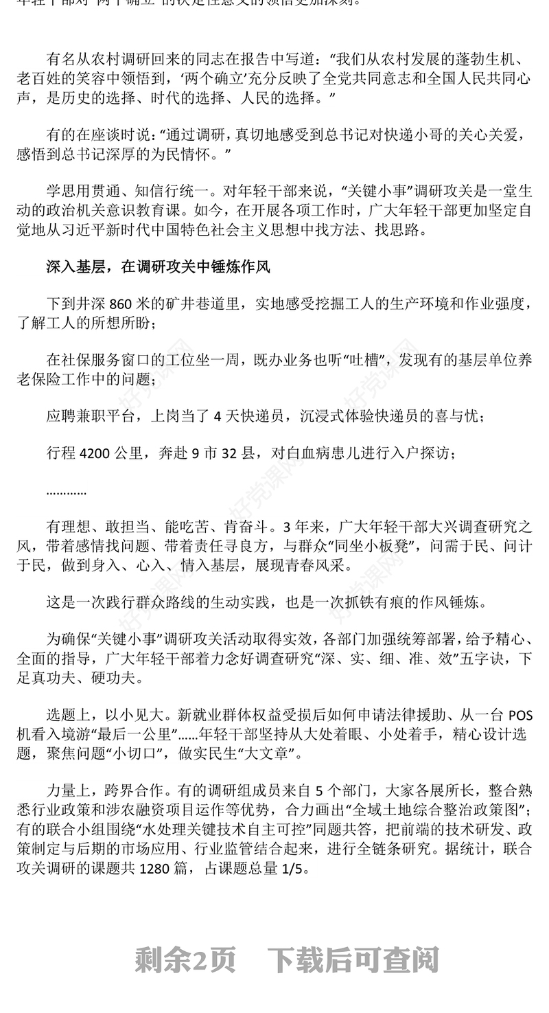年轻干部“关键小事”调研攻关活动PPT课件下载(讲稿)