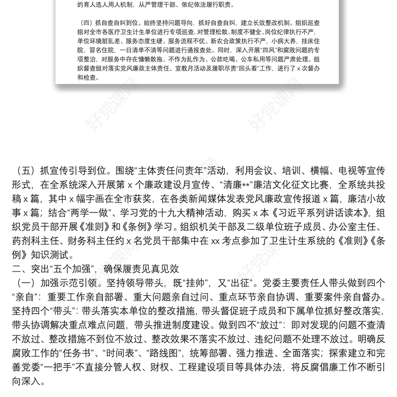 20**年度党委班子落实党风廉政建设述职报告